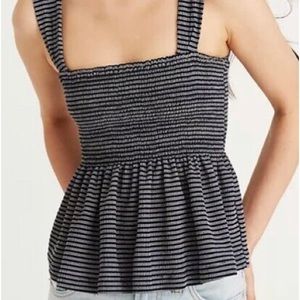 MadeWell: Texture and Thread black and white smocked peplum tank top size S